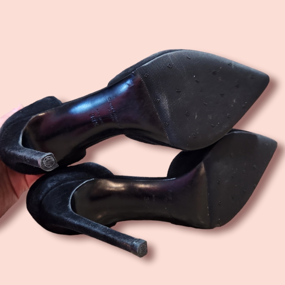 Saint Laurent Suede Black 105 D'orsay Escarpin Pumps Heels YSL - Picture 7 of 8